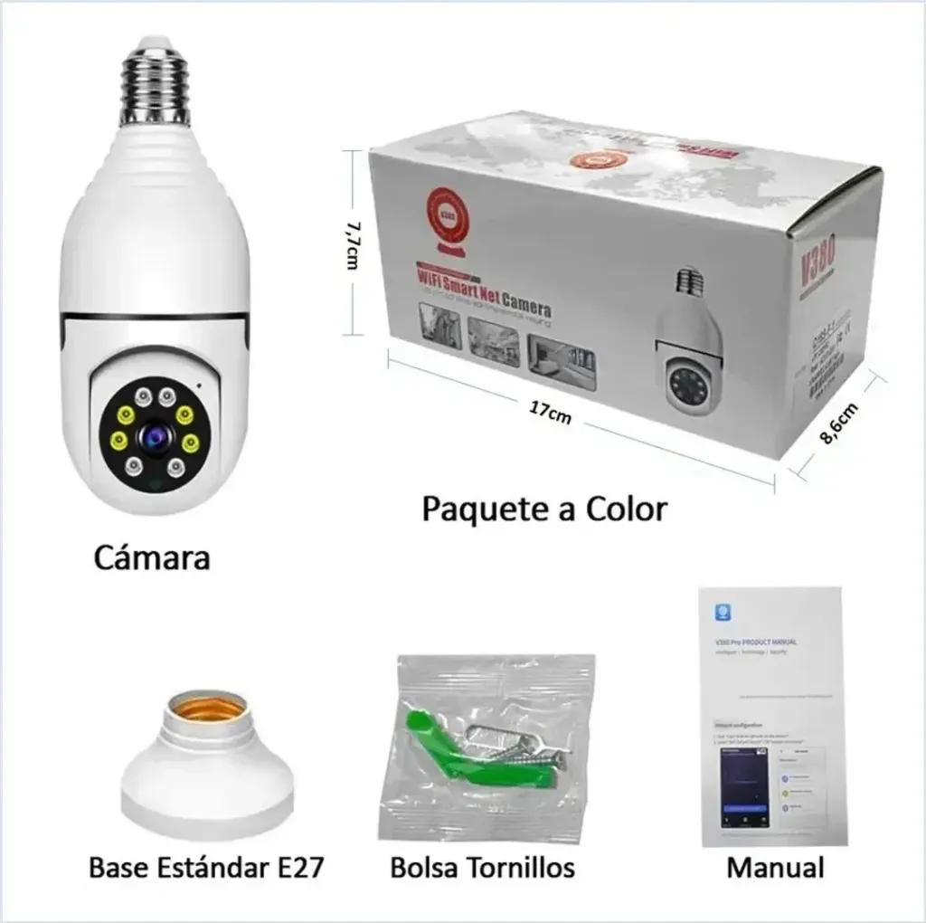 CAMARA IP TIPO BOMBILLO WIFI V380 PRO PANORAMA