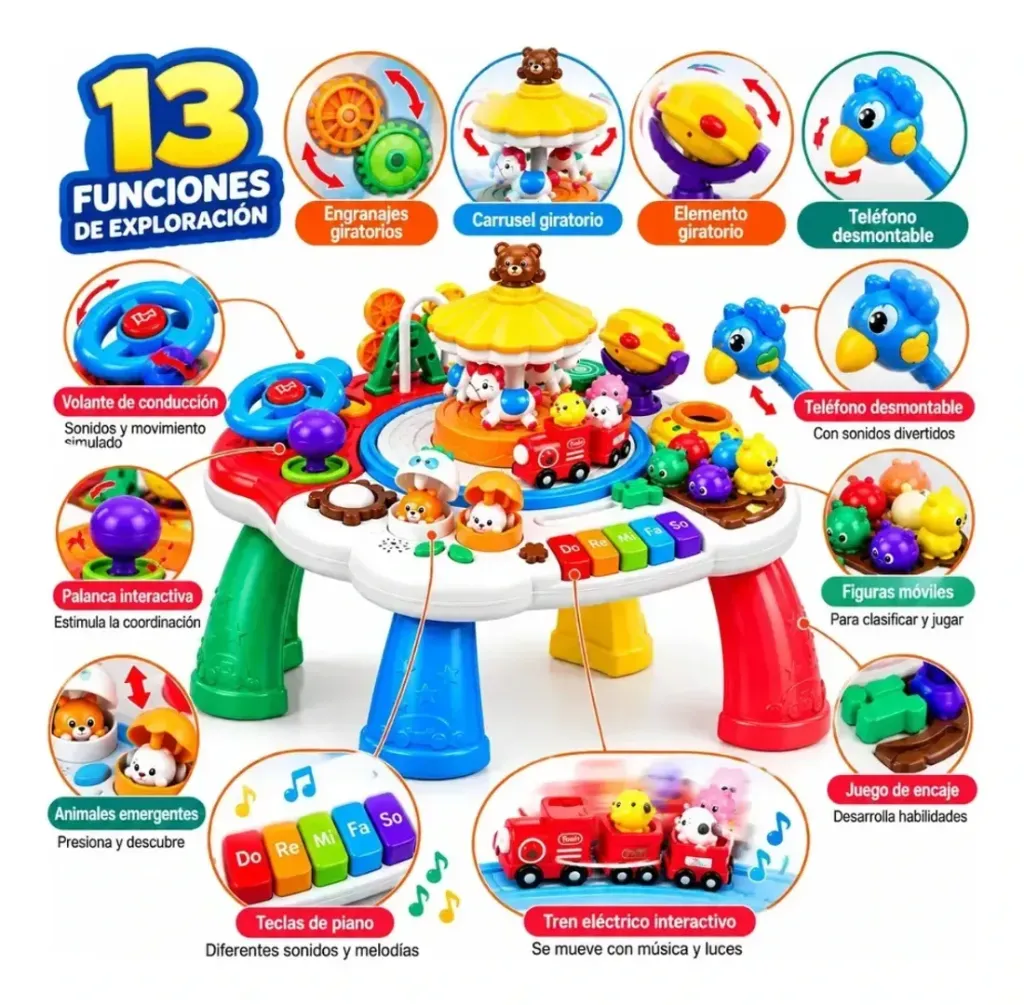 MESA INTERACTIVA MUSICAL PARA BEBES CON 13 FUNCIONES