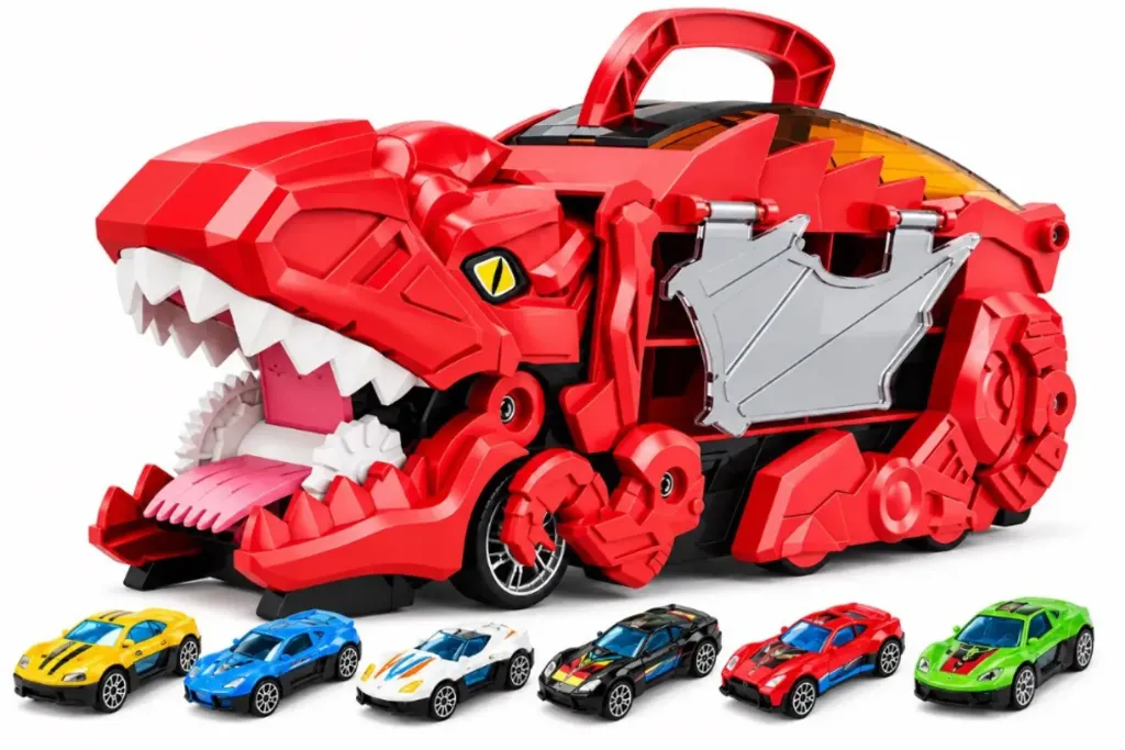 [BOD-JUG-085] CAMION DINOSAURIO CON CARROS 6 PCS