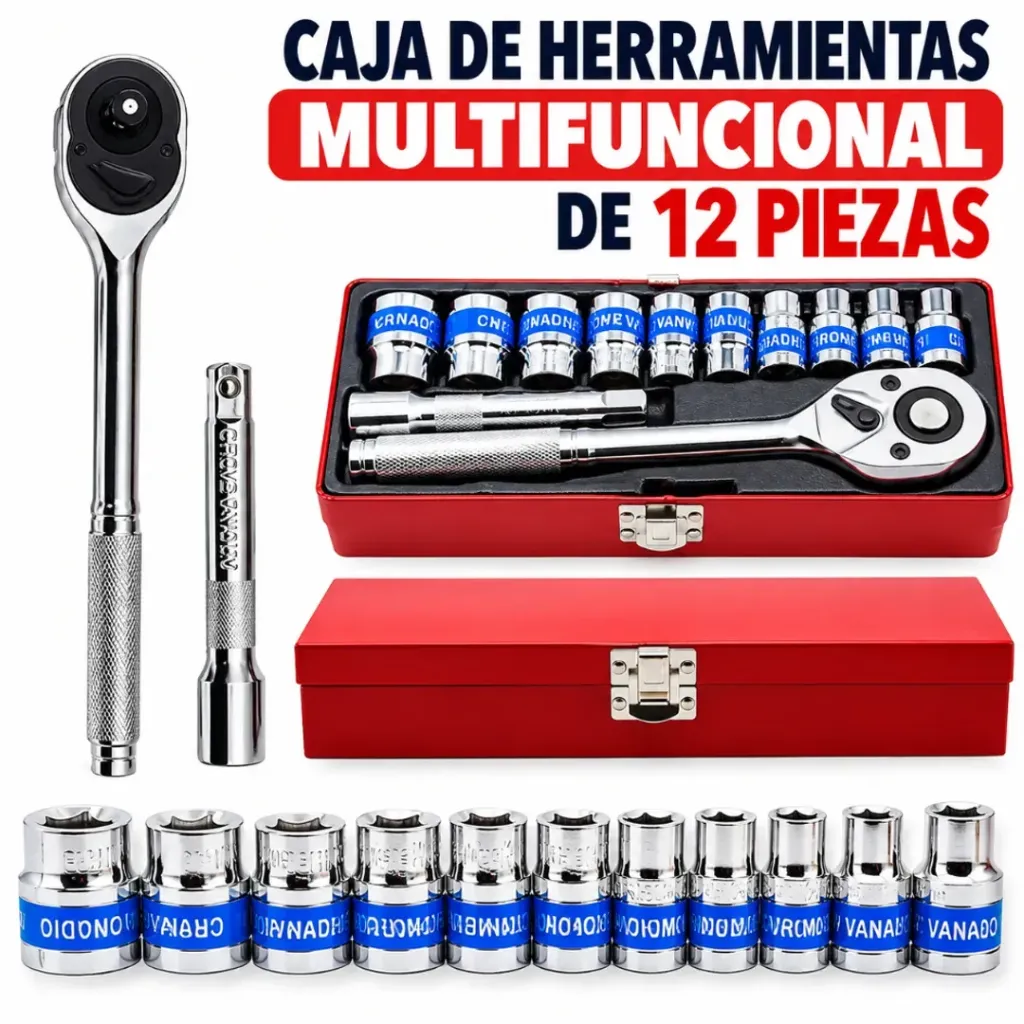[G-10045] JUEGO SET DE RATCHET 1/2 EXTENSOR 12 PCS