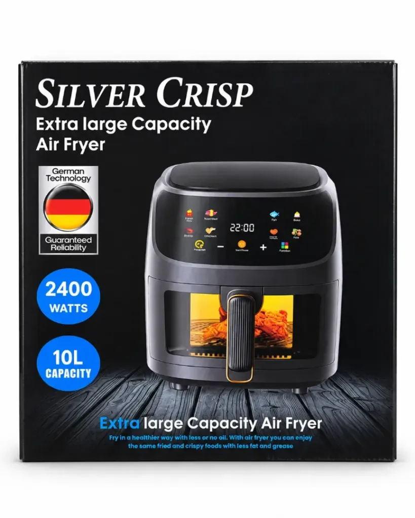 FREIDORA DE AIRE 10 LITROS AIR FRYER SILVER CRIPS