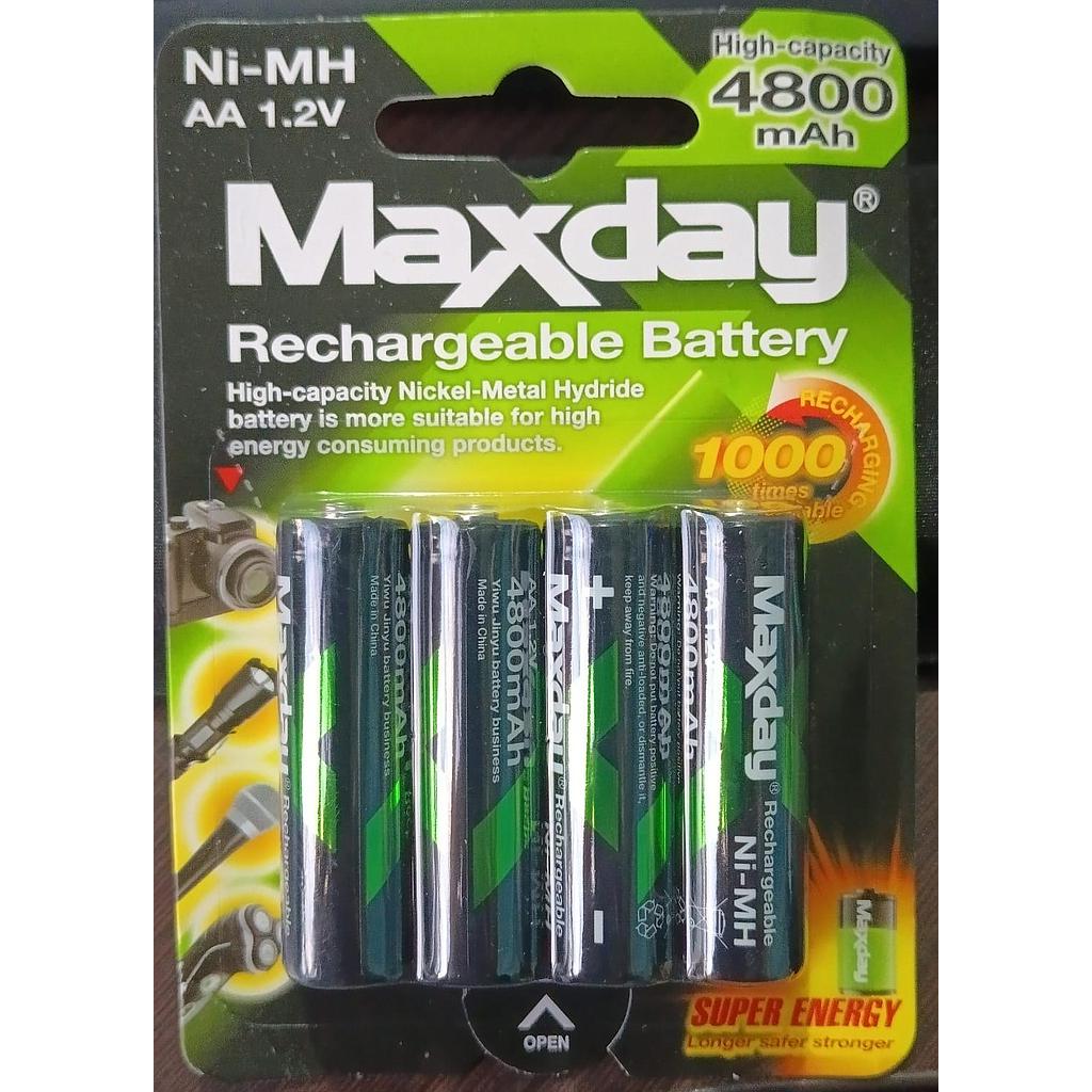 PILAS BATERIAS MAXDAY RECARGABLES AAA 1.2V X4